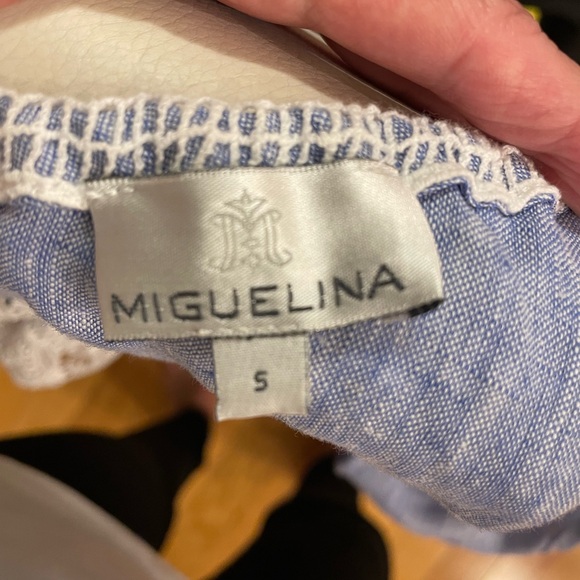 Miguelina One- Shoulder Blue & White Lace Dress Size Small - Beautiful - Picture 8 of 10